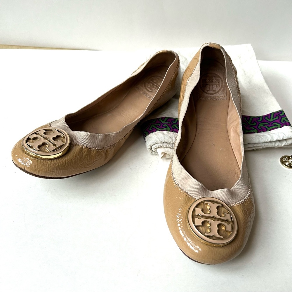 Tory Burch Tan/Gold Ballet Flats Size 8.5